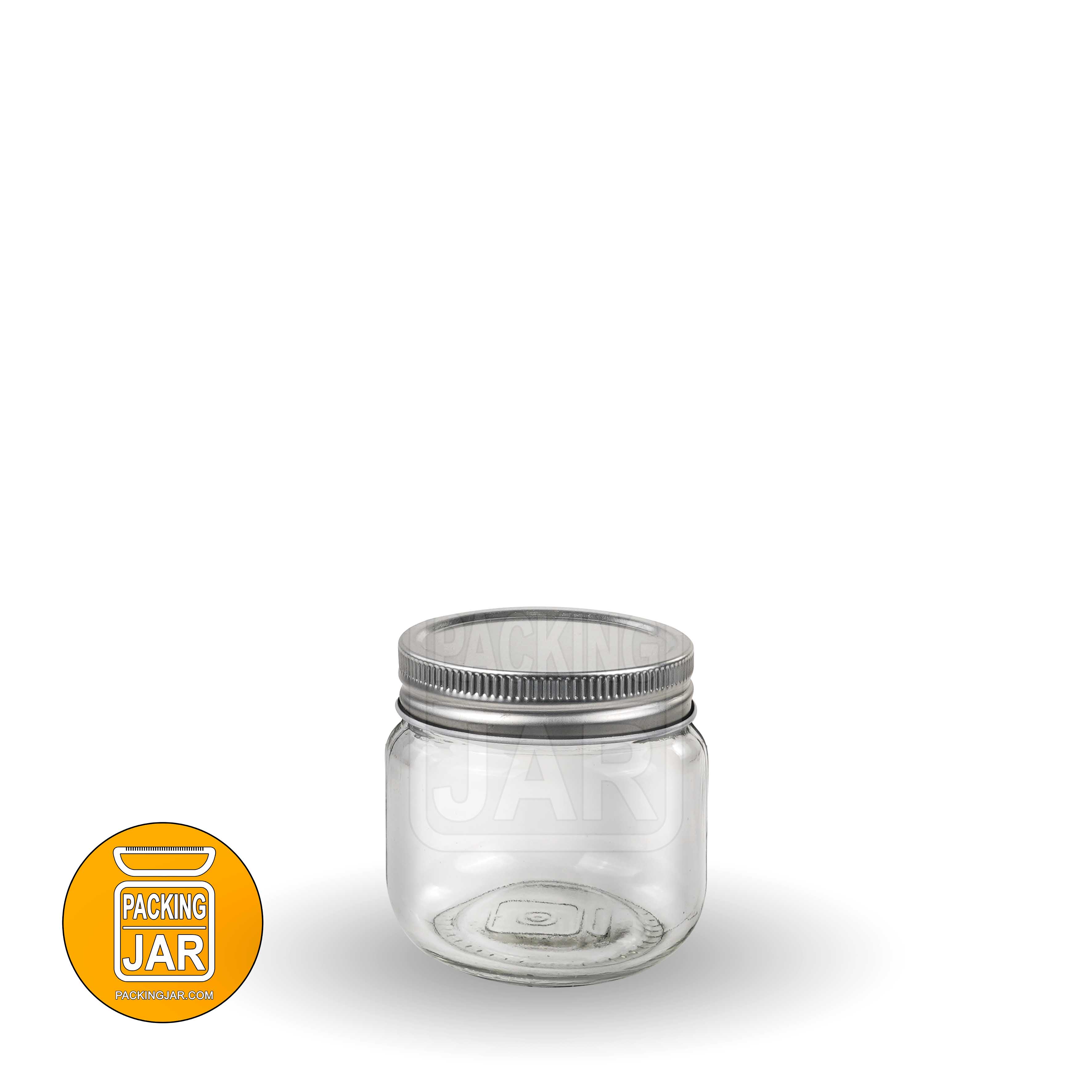 جار شیشه ای استوانه ای کانتینری آرم دار درب 68سایز 4
